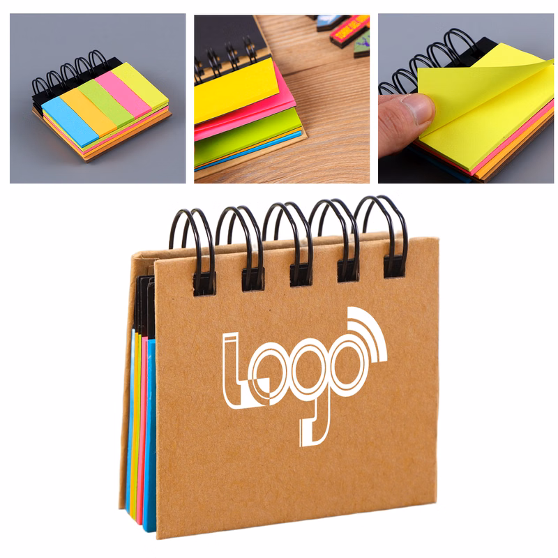 Portable 5-Color Coil Notebook with Index Stickers & Sticky Notes