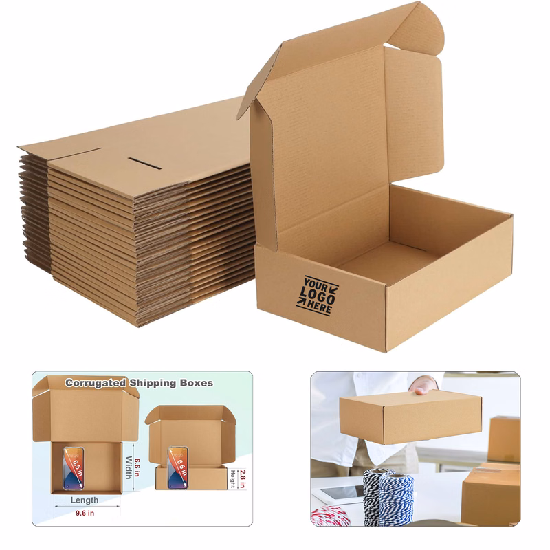 10x7x3 Inches Corrugated Cardboard Crush Resistant Shipping Box for Mailing Packing