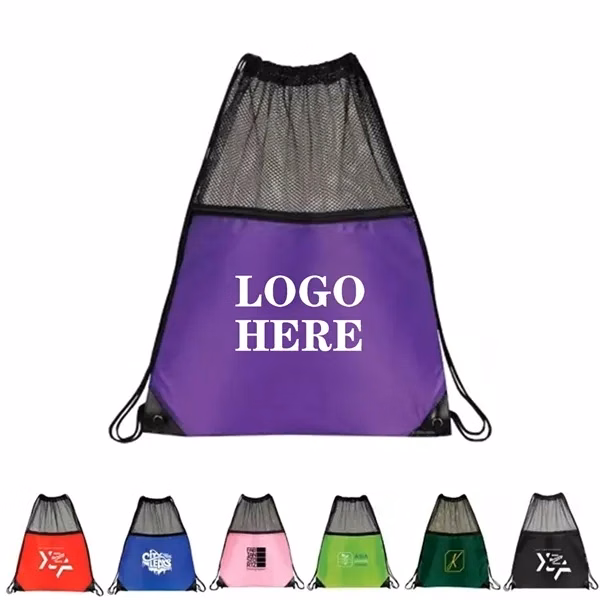 Custom 17 Polyester Drawstring Gym Backpack — Mesh Travel Cinch Bag