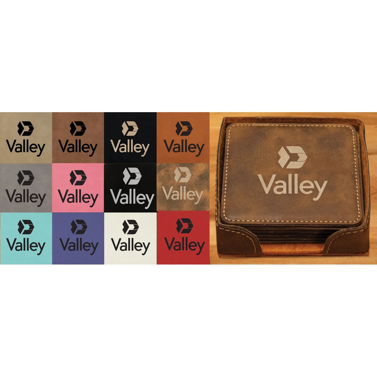 Square Leatherette Coaster Set 1