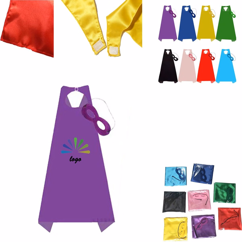 Children Solid Hero Costume Cape And Felt Eye Mask