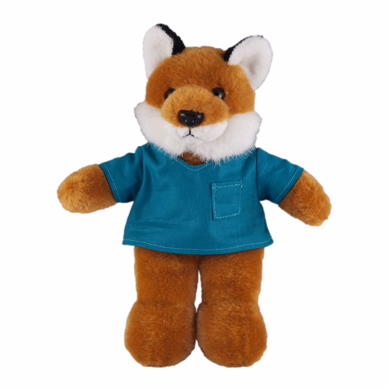 Soft Plush Stuffed Fox in scrub shirt