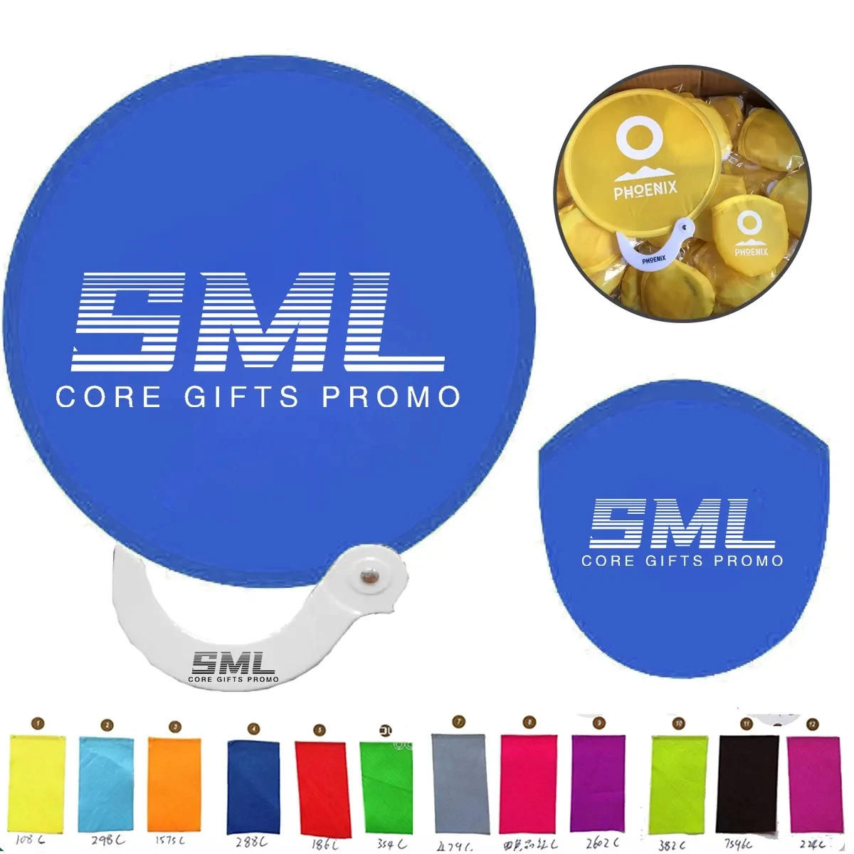 Custom 8 inches Pop Up Foldable Frisbee Handheld Round Fan 1