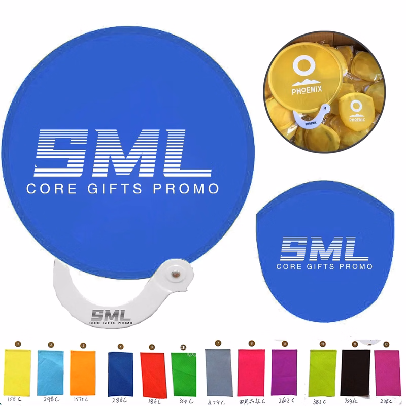 Custom 8 inches Pop Up Foldable Frisbee Handheld Round Fan