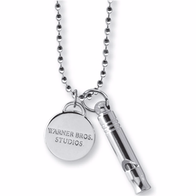 Emergency Mini Whistle And Etched Charm On 30" Ball Chain