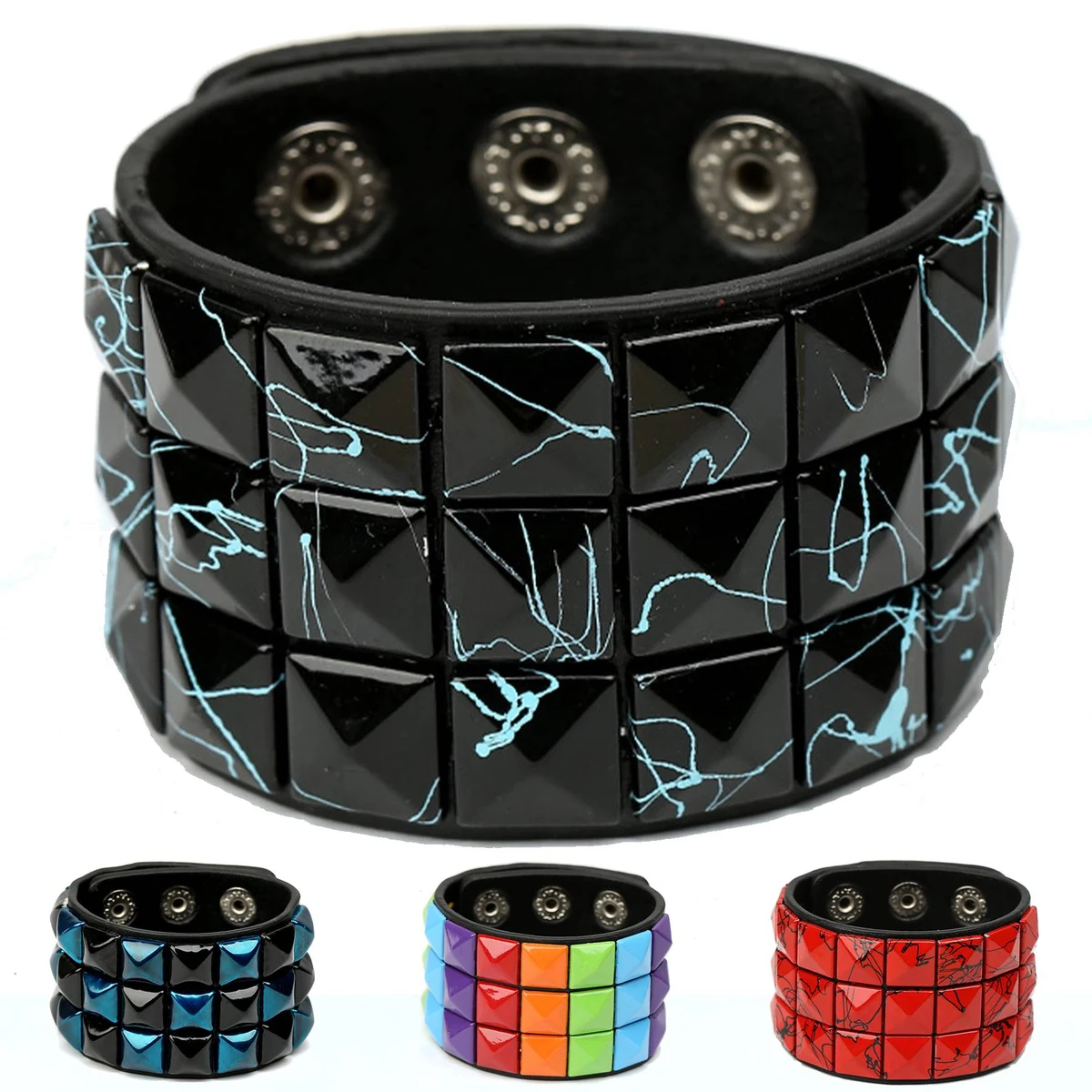 PU Multi-color square nail bracelet 1