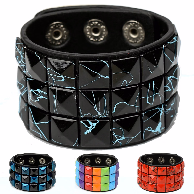 PU Multi-color square nail bracelet