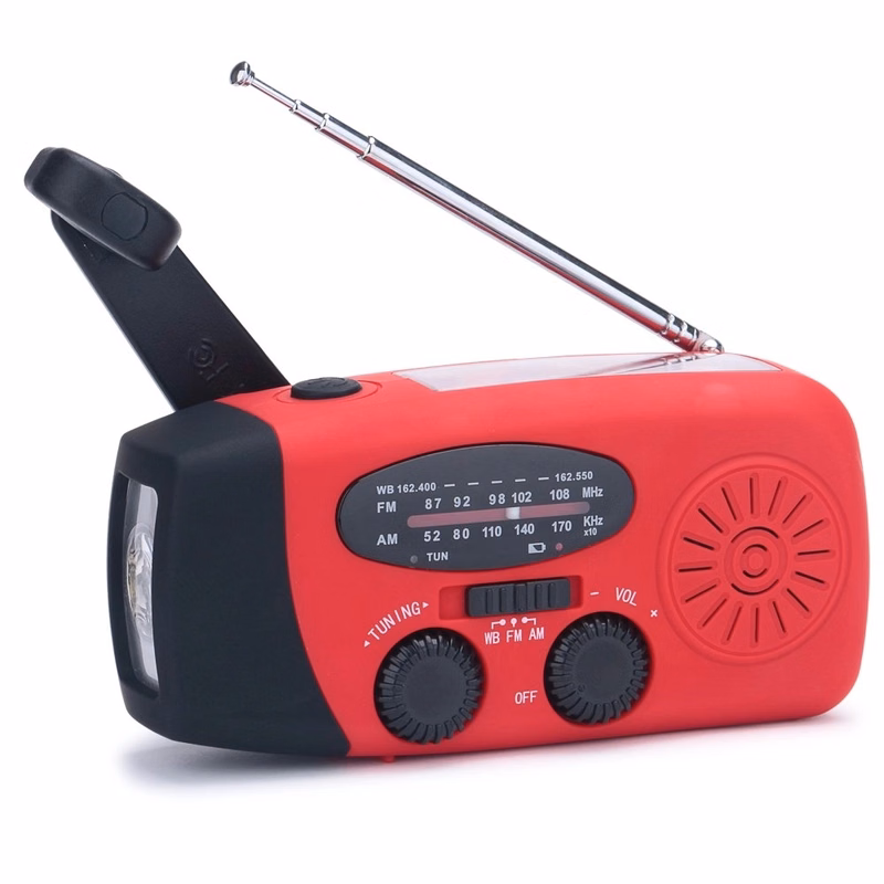 Emergency Solar Hand Crank NOAA  AM/FM Radio LED Flashlight