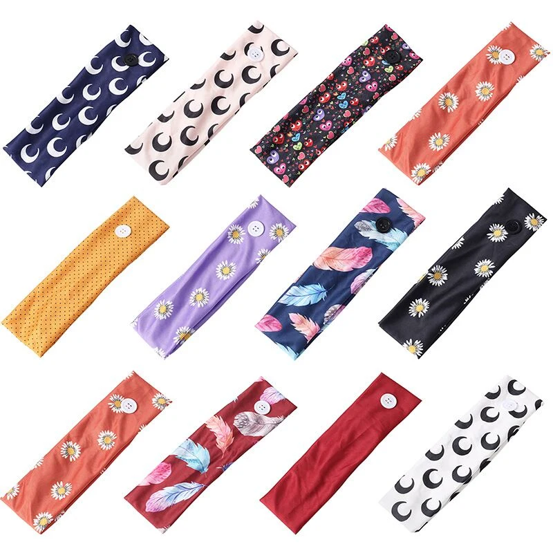 Cotton Button Headband - Mask Holder 1