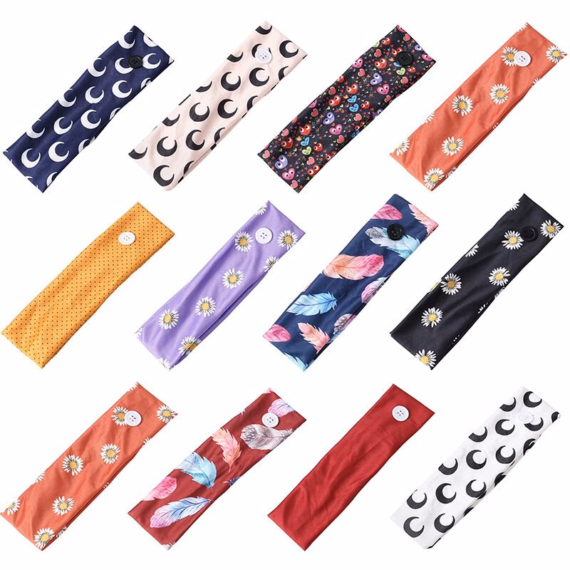 Cotton Button Headband - Mask Holder