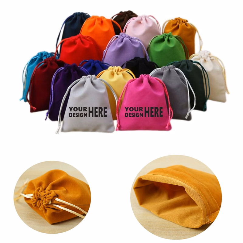 Flocked Drawstring Pouch