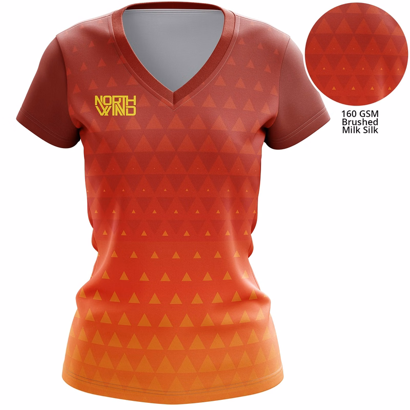 Women's 160 GSM Brushed Milk Silk Sublimation V-Neck Short Sleeve T-shirt