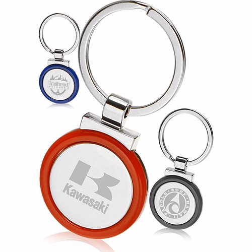 Round Color Accent Metal Keychain