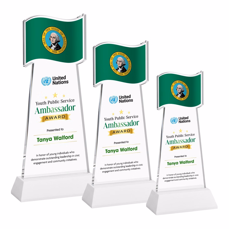 Flag VividPrint™ Award on Hartford Base - White