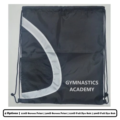 Solid Multi-Panel Semi-Circle Design Polyester Drawstring Bag With Bottle Holder - Screen Print, Hea 1