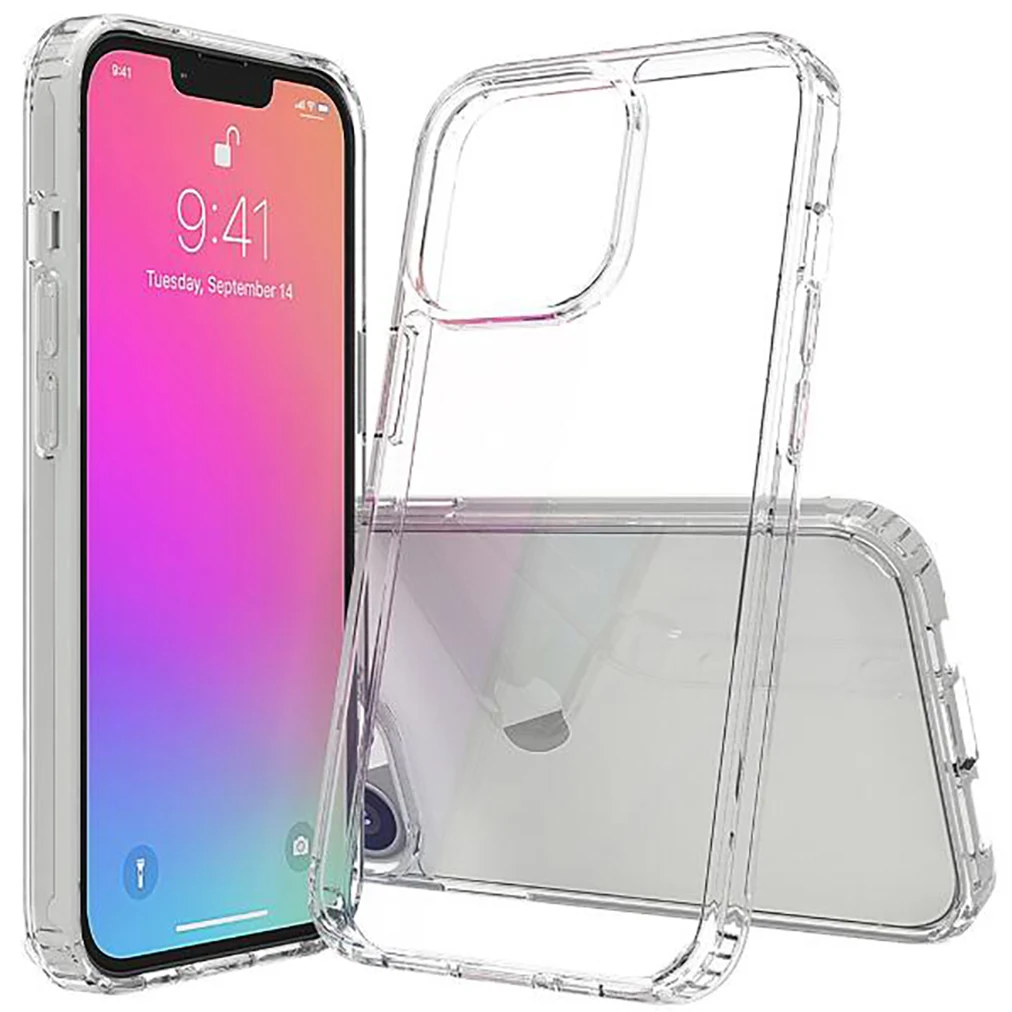 iPhone 13 Pro Max Clear Hard Shell Case w/TPU Bumpers 1