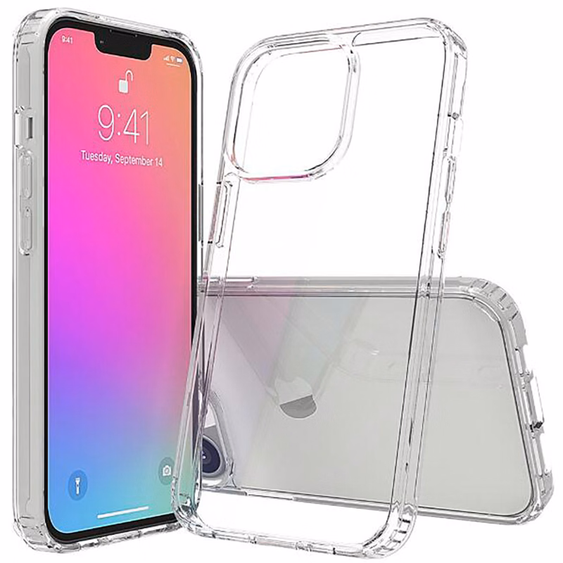 iPhone 13 Pro Max Clear Hard Shell Case w/TPU Bumpers
