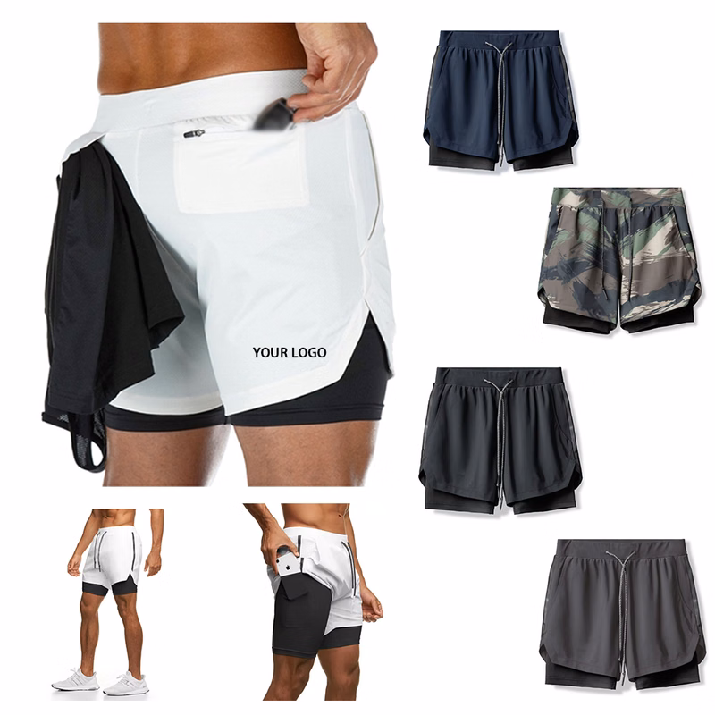 Men's 2 in 1 5" Gym Athletic Workout Shorts