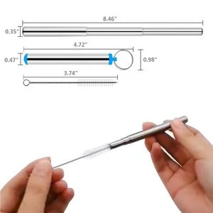 Sleek Metal Straw With Keychain 1
