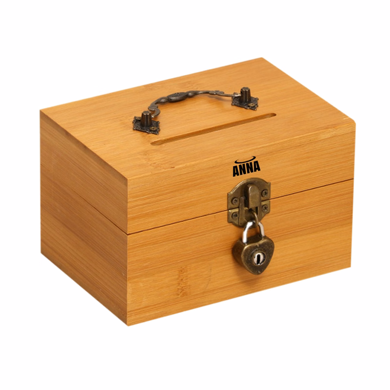 Wooden Vintage Lockable Money Box