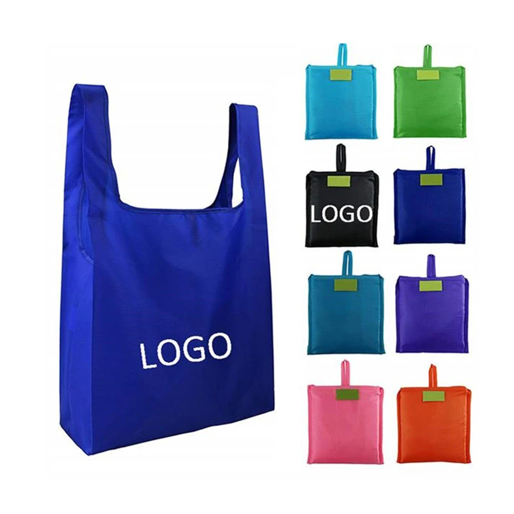 Foldable Shopping BagFolding Reusable Tote Grocery Bag, custom tote bag with logo imprint 1