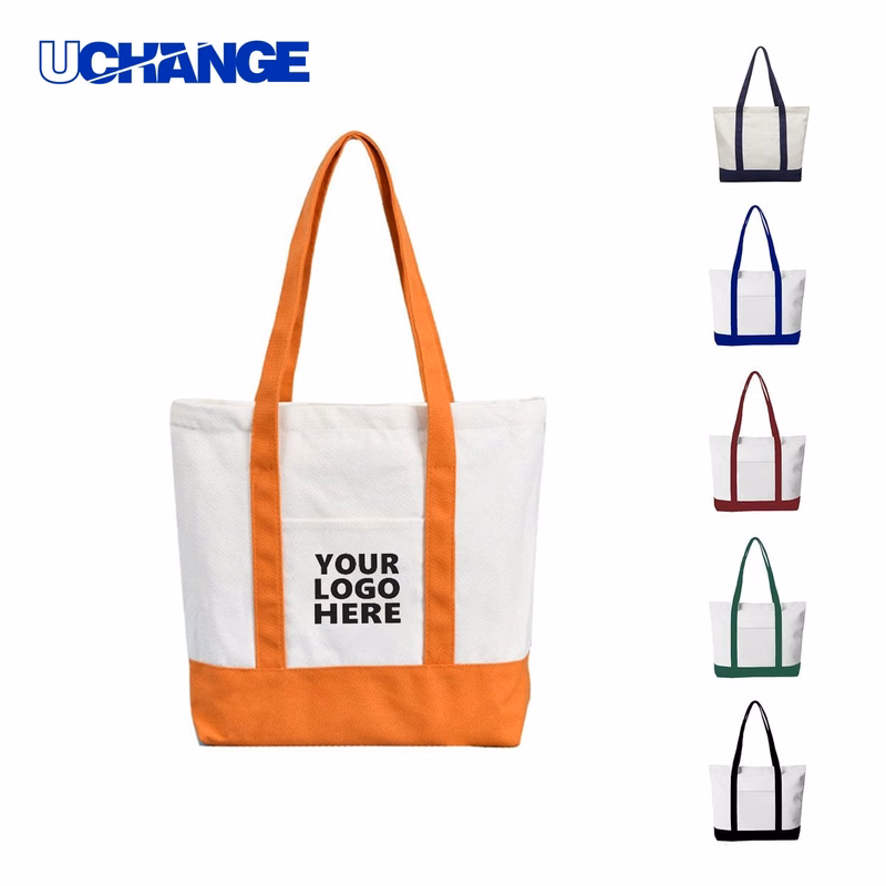 Canvas Tote Bag with Zipper Closure