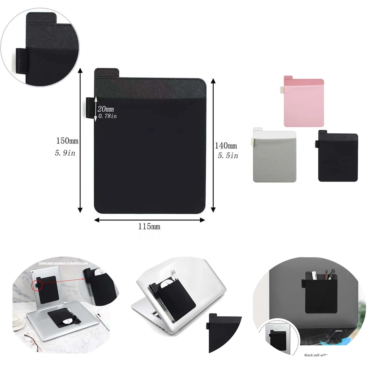 Pocket Pouch for Laptop with Reusable Adhesive 1