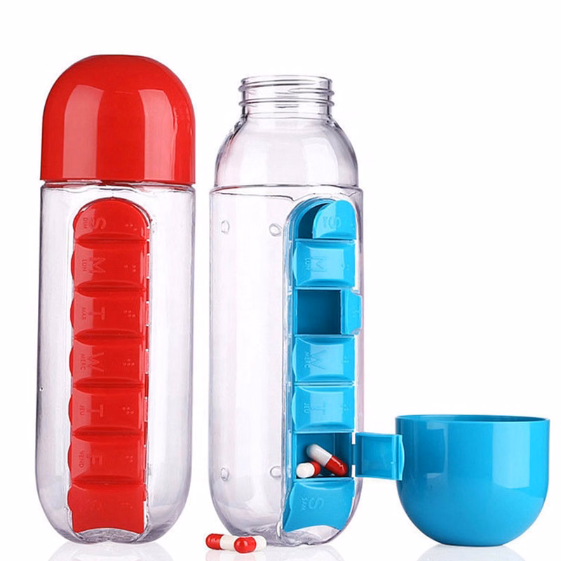 3 In 1 Water Bottle & Portable 7-Day Pillbox