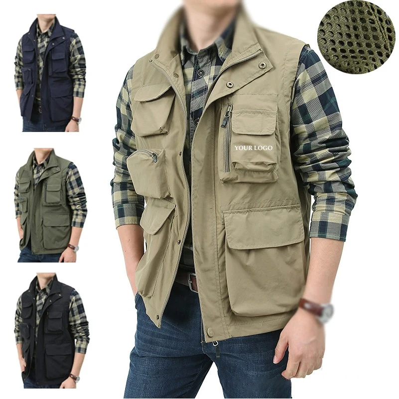 Outdoor Utility Vest for Men Hiking Waterproof Sleeveless Multi Pocket Jacket 1