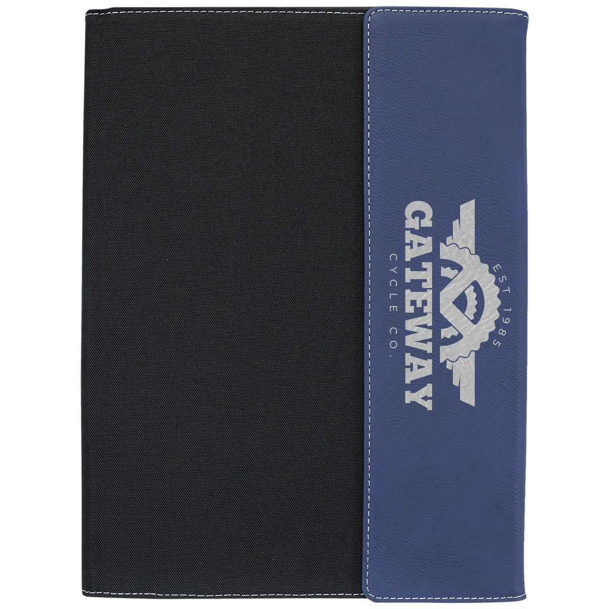 9" x 12" Blue/Silver Leatherette & Black Canvas Portfolio 1