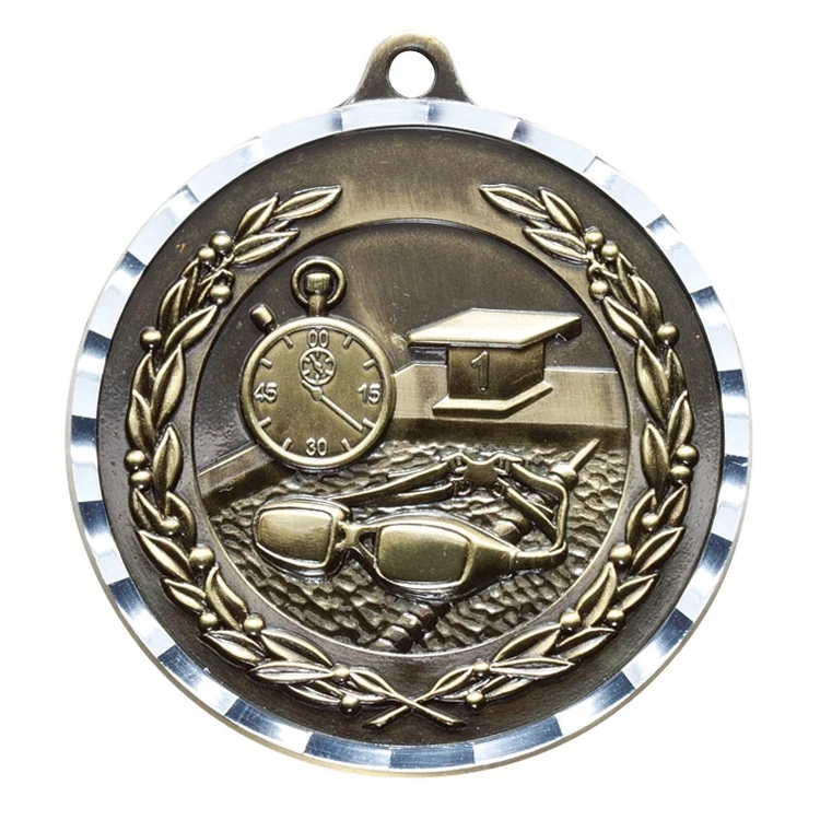 2" Swimming Diamond Cut Medal 1