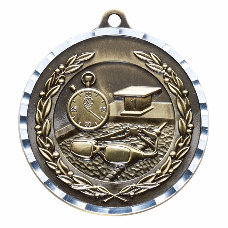 2" Swimming Diamond Cut Medal