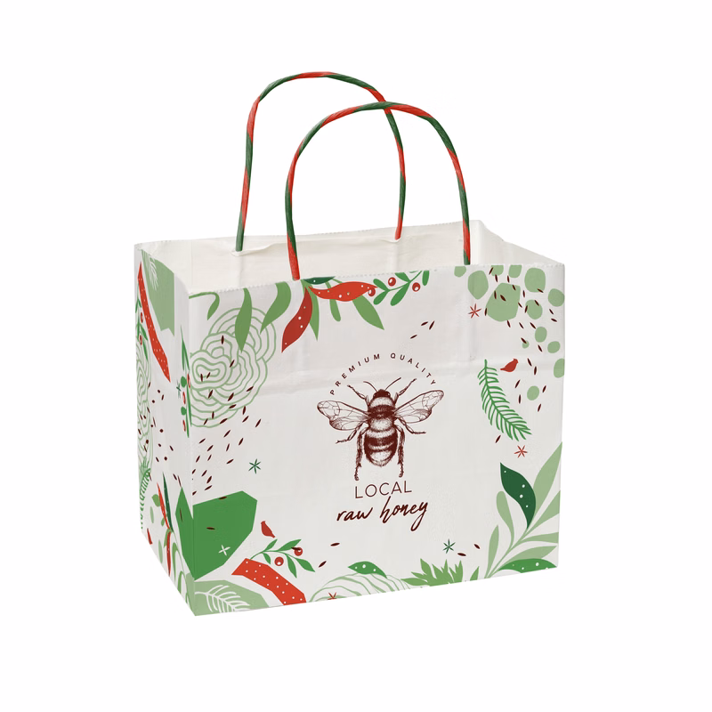 Abstract Leaves Handle Shopper Bag (8.5" x 7.25" x 5")