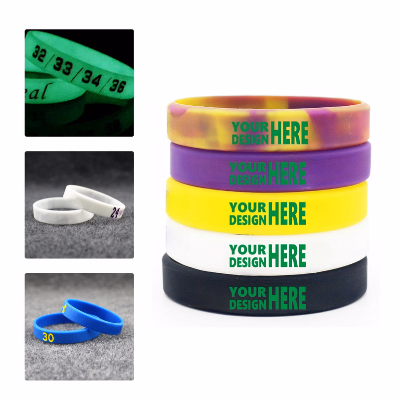 MOQ50 Glow In The Dark Silicone Debossed Wristband