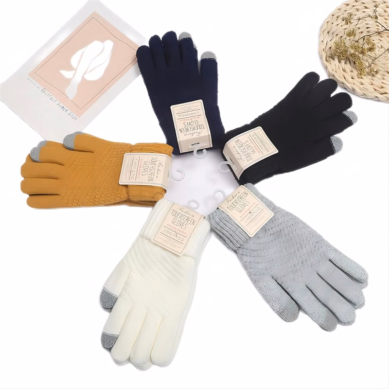 Winter Plush And Thickened Knitted Gloves