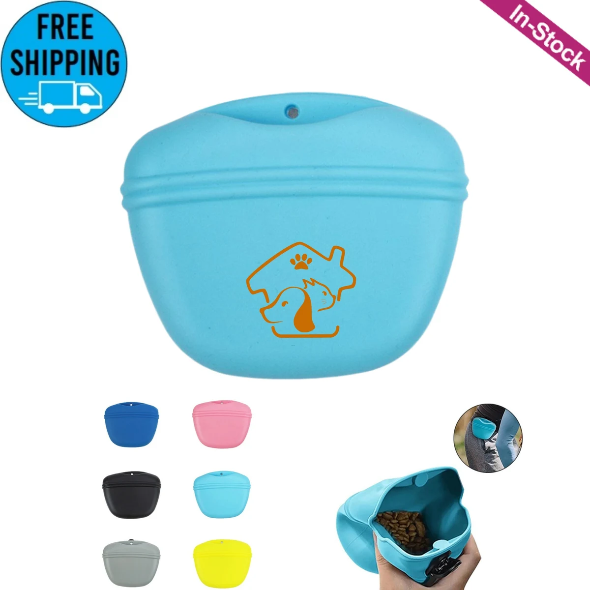 Silicone Dog Treat Pouch with Magnetic Closure and Waist Clip 1