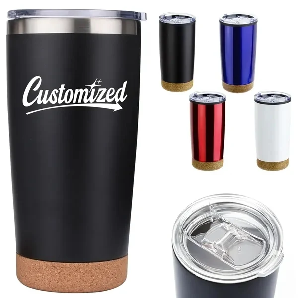 Custom 16 oz Double-Wall Cork Base Insulated Tumbler — Premium Office Drinkware Promo 1