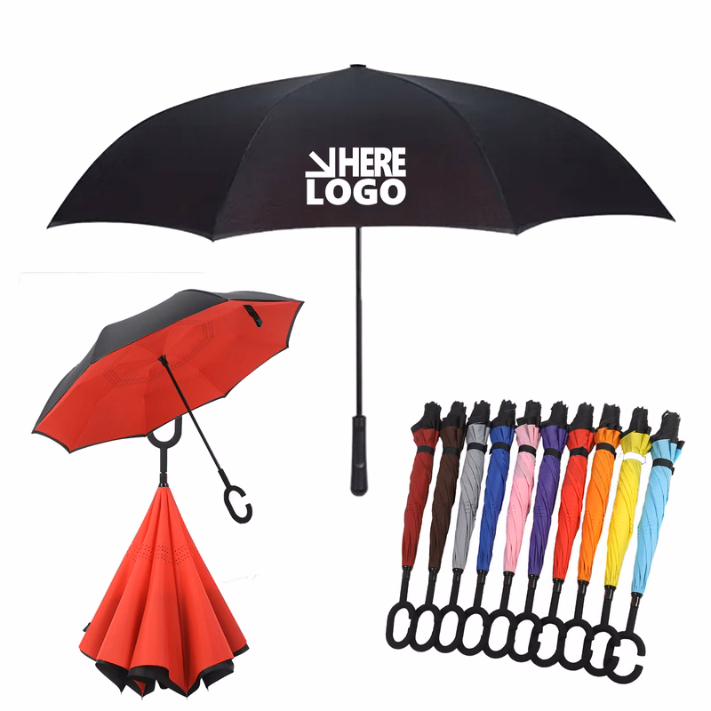 MOQ 50 Reverse Umbrella Arc Two-Tone Double Laye