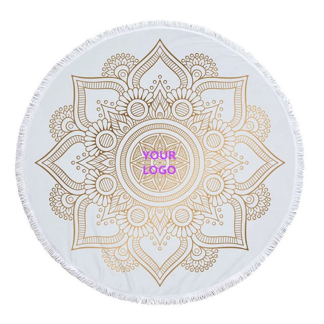 Mandala print round beach towel 1