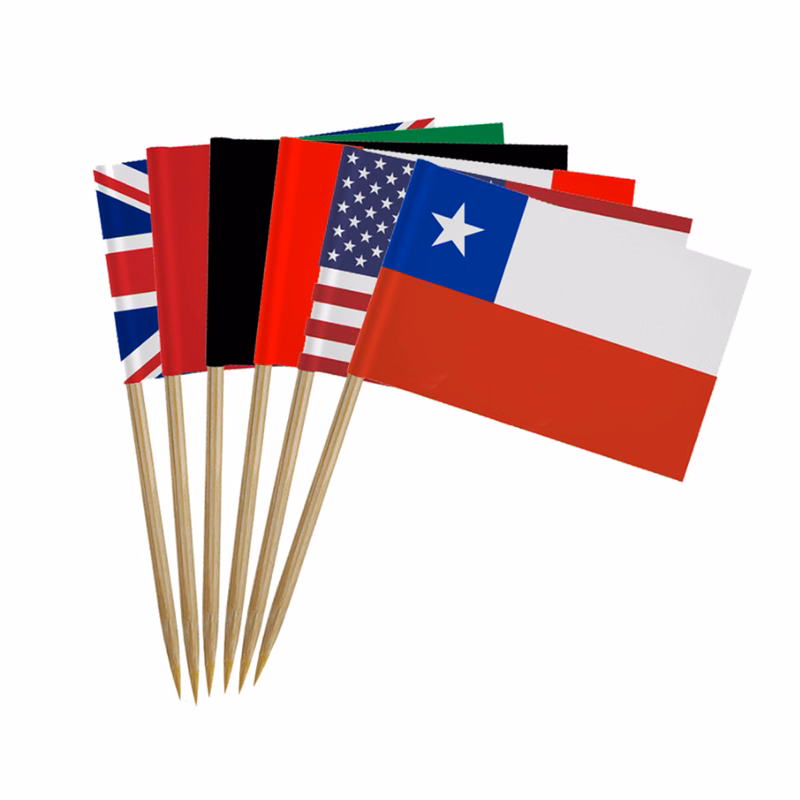 Double-sided Full Color Custom Toothpick Flag 1.38" L x 0.98" W x 2.56" H