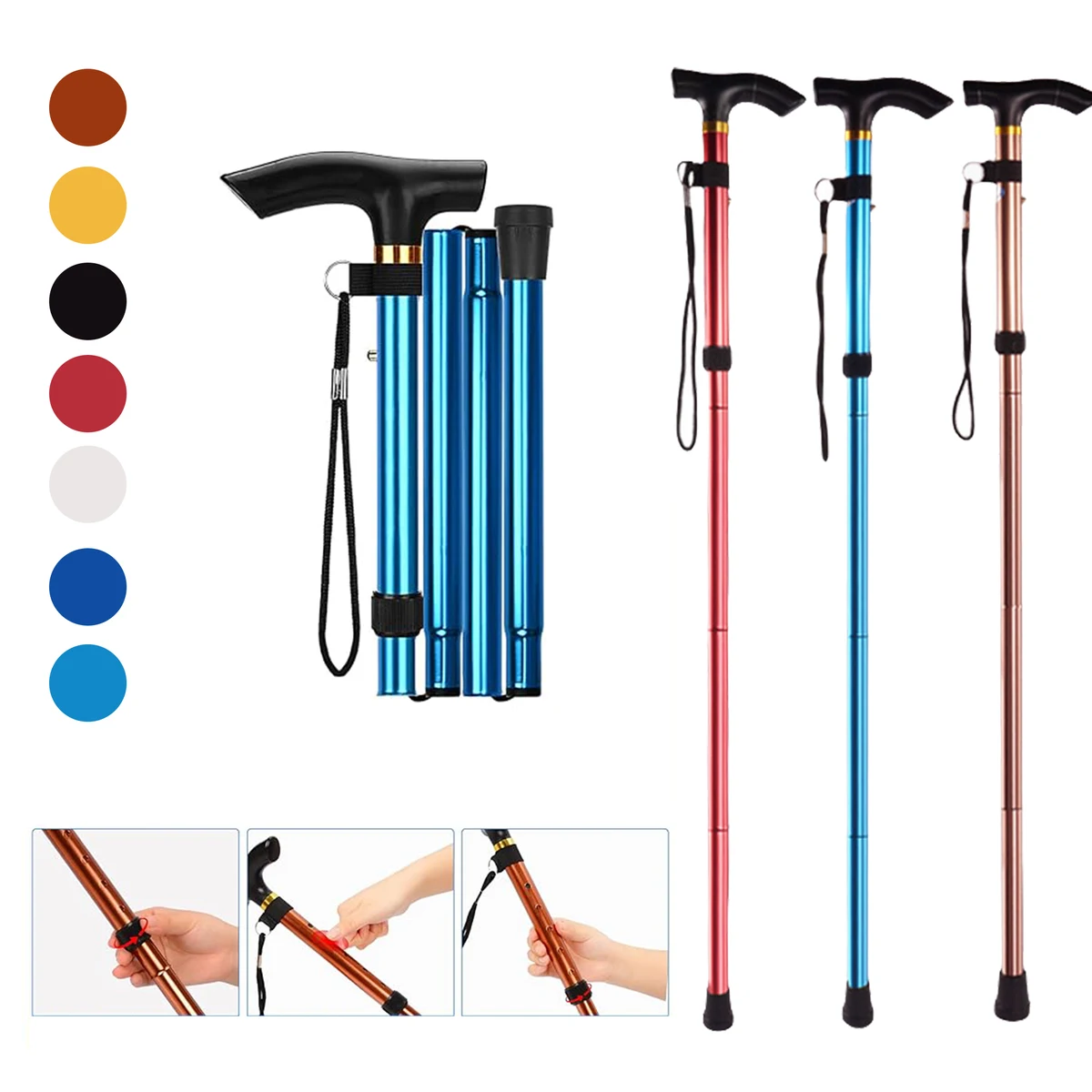 5-Level Adjustable Foldable Walking Cane MOQ10 1