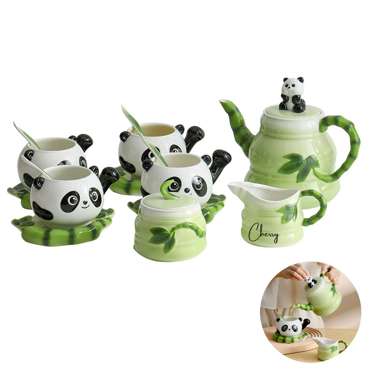 Cute panda china Enamel Cup Set 1