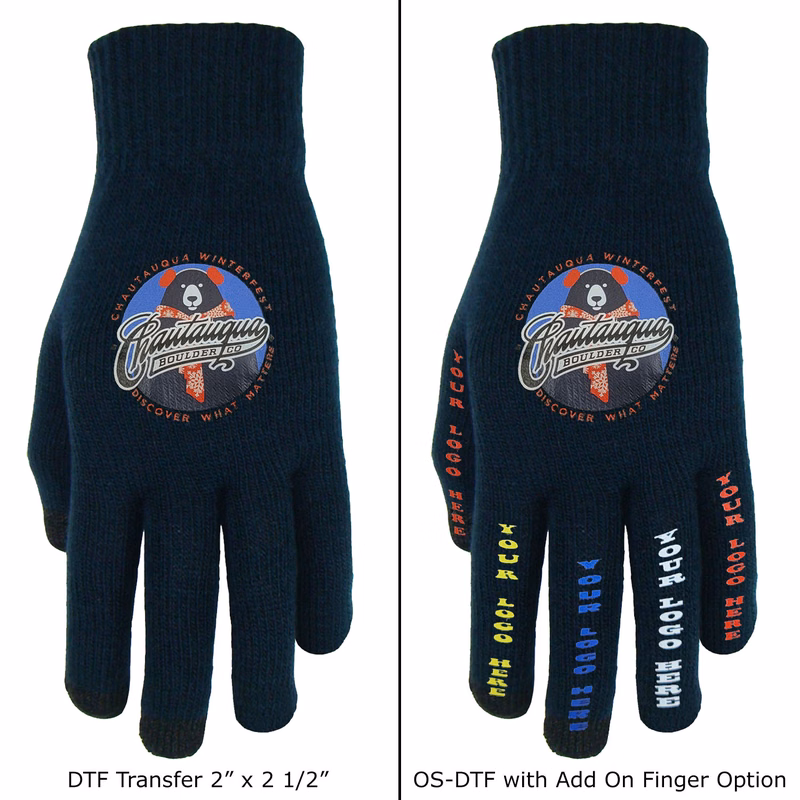 3 Finger Text Gloves with Oversized DTF on Top of Hand and Each Finger