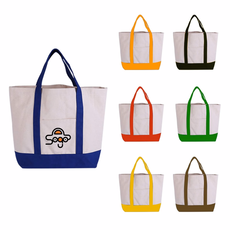 Full Color Canvas Tote Bag External Pocket