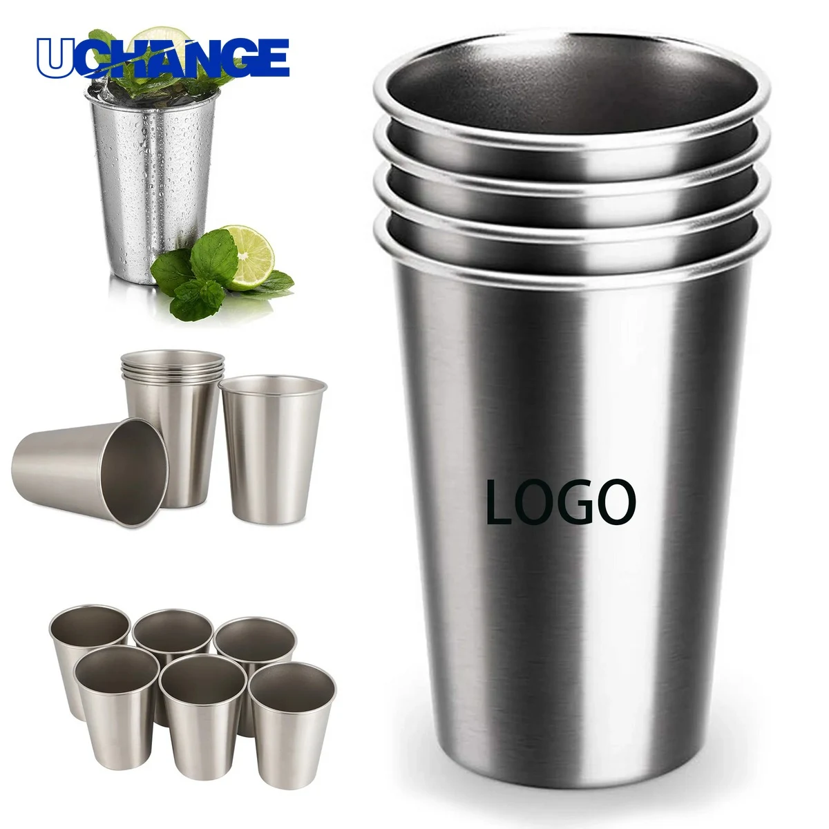 Single Layer Stainless Steel Pint Cup Container for Bar Use (16 oz) 1
