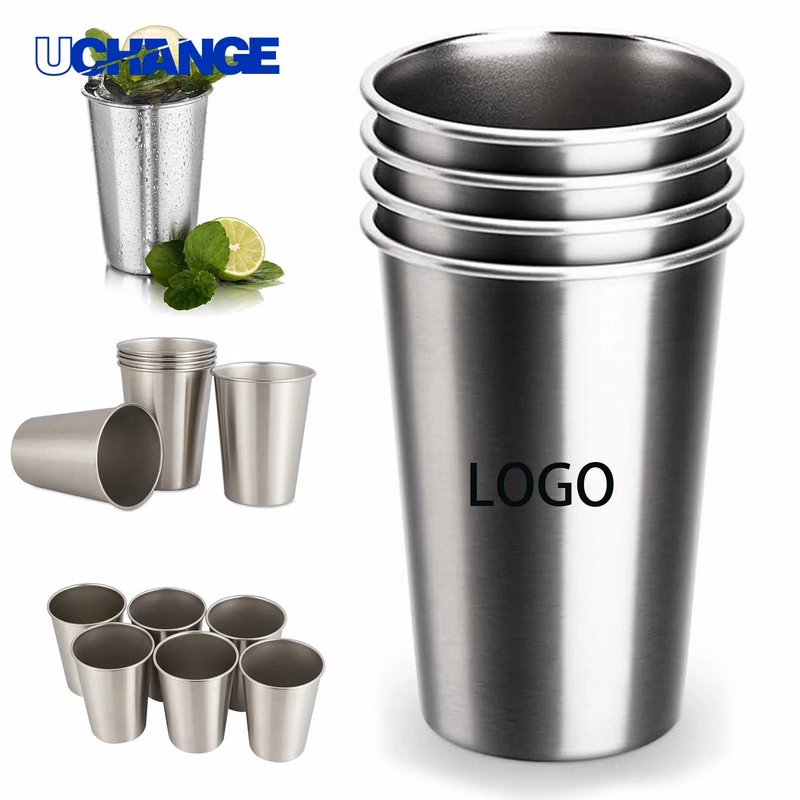 Single Layer Stainless Steel Pint Cup Container for Bar Use (16 oz)