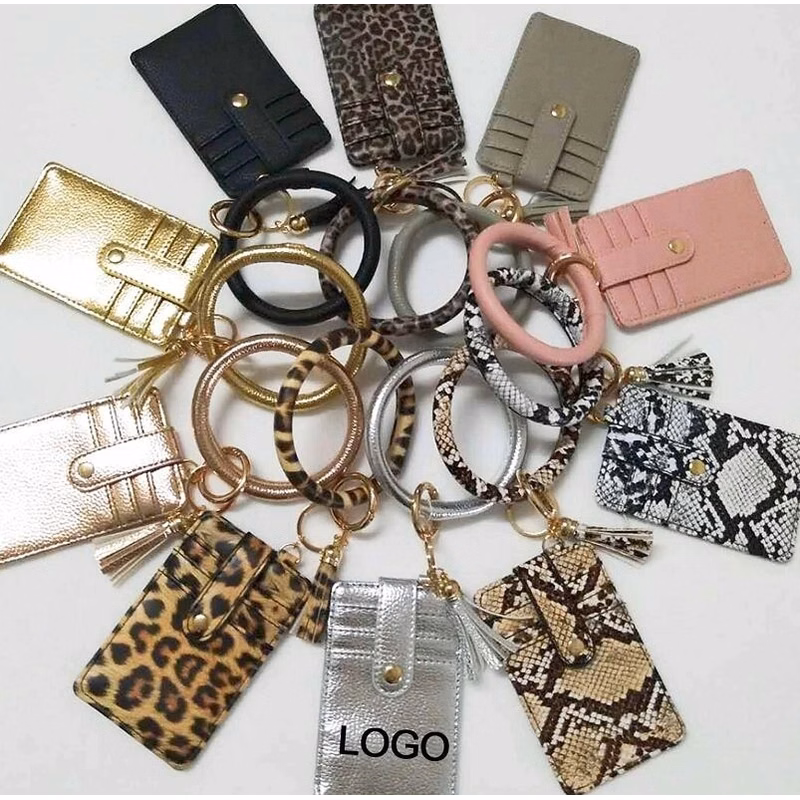 Wristlet Bracelet Keychain with Credit Card Holder Purse