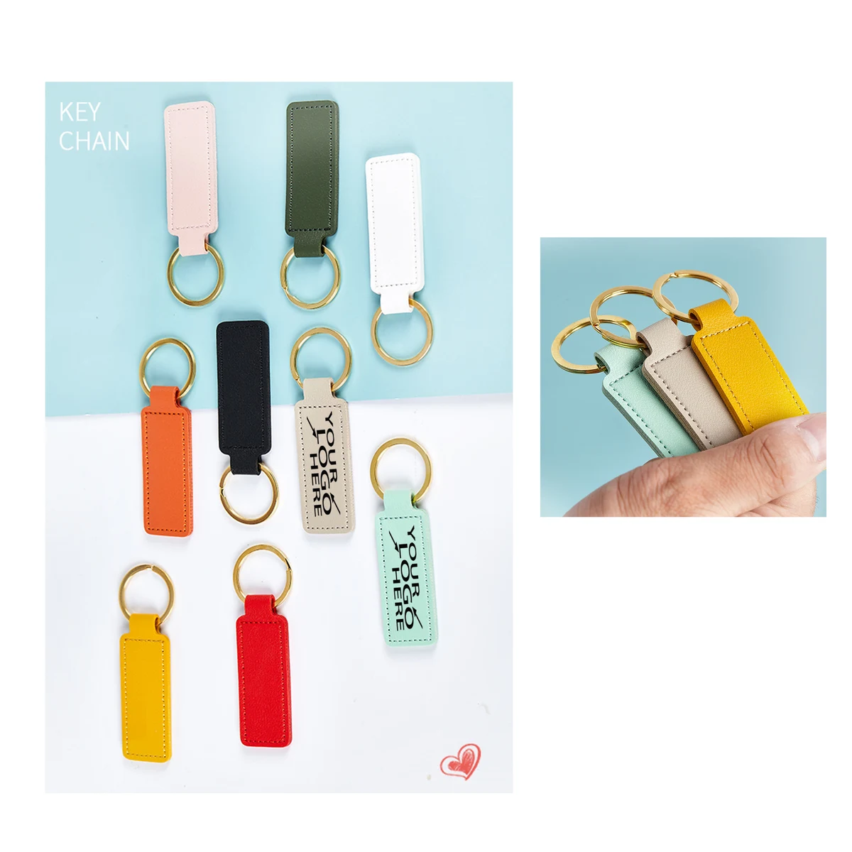 Elegant PU Leather Key Ring with Metal Attachment 1