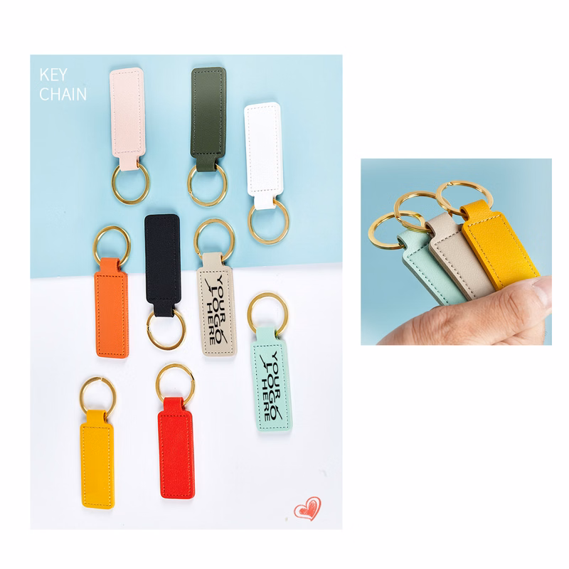 Elegant PU Leather Key Ring with Metal Attachment