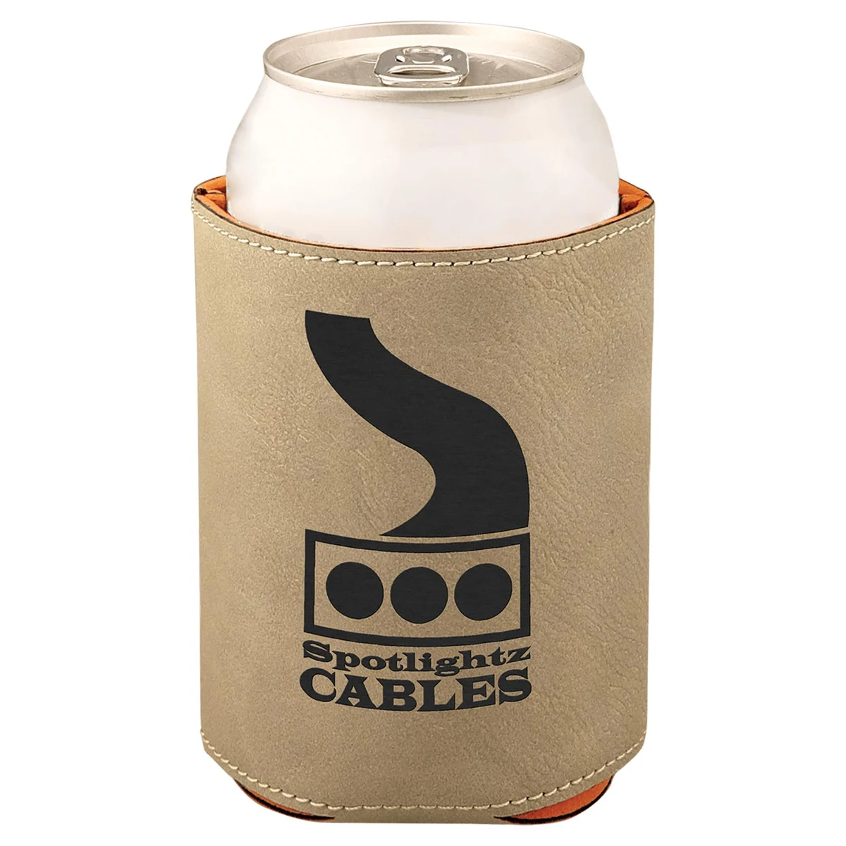 3 3/4" Laserable Leatherette Beverage Holder, custom koozie with logo imprint 1